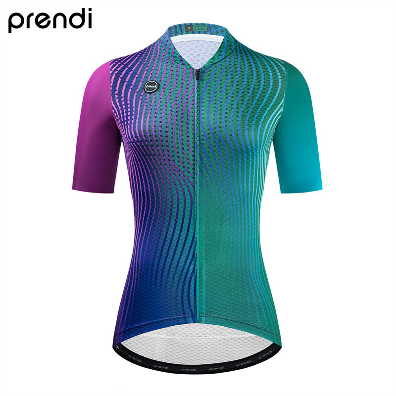 PRENDI Women Cycling Jersey Short Sleeve Laser Cut Pro Bicycle Clothing
