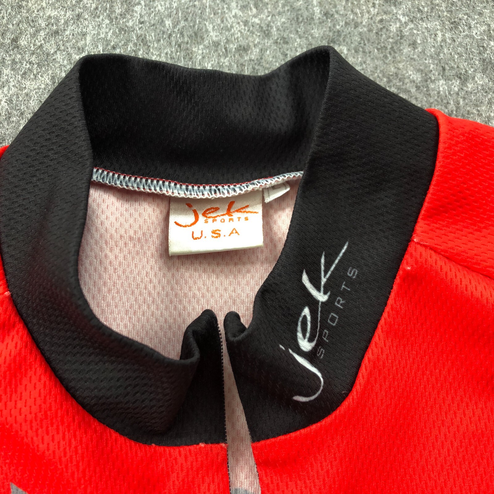 JEK Sports Cycling Jersey Adult Large Black Red Full Zip Biking
