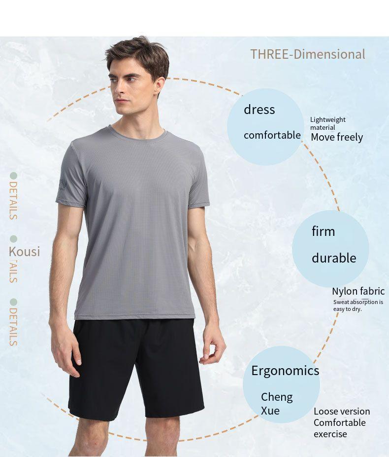 Men Women’s Short Sleeve Printed Round Neck Fitness Ice Silk Quick Dry T-shirt