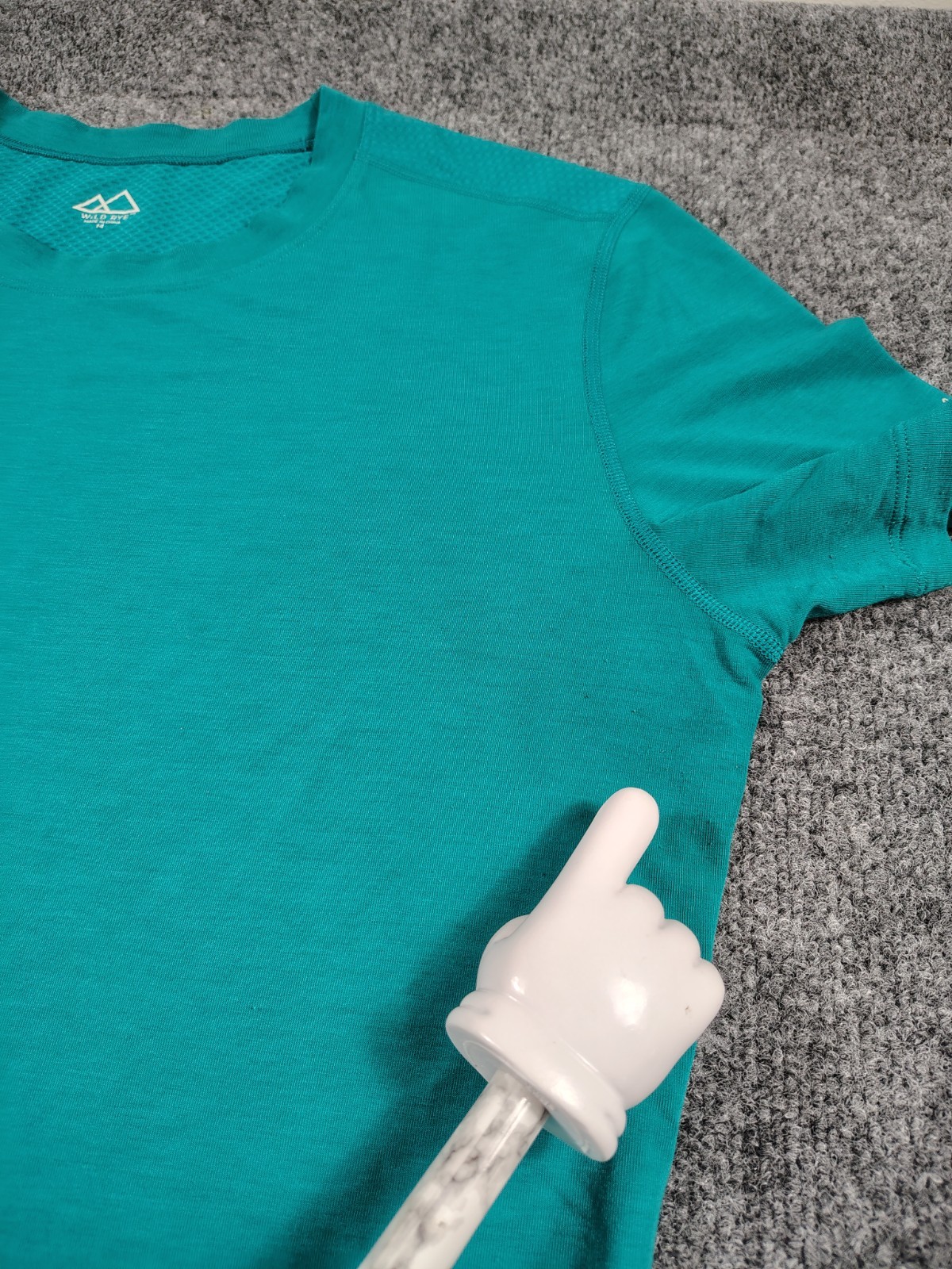 Wild Rye Cycling Shirt Womens 14 Teal Mountain Biking Stretch Quick Dry Wool