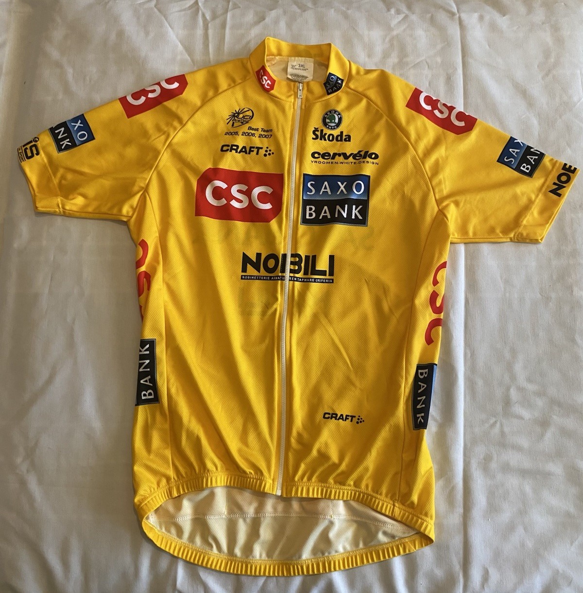 2008 Team CSC-Saxo Bank Cervelo Cycling Jersey: Yellow Leaders 3X