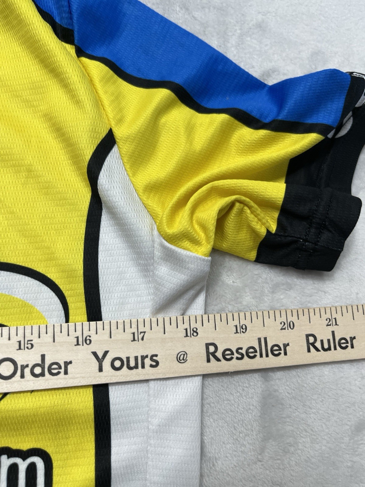 VTG Aussie Cycling Jersey Men Medium Yellow Rays Bike Shop Logo Back Pockets