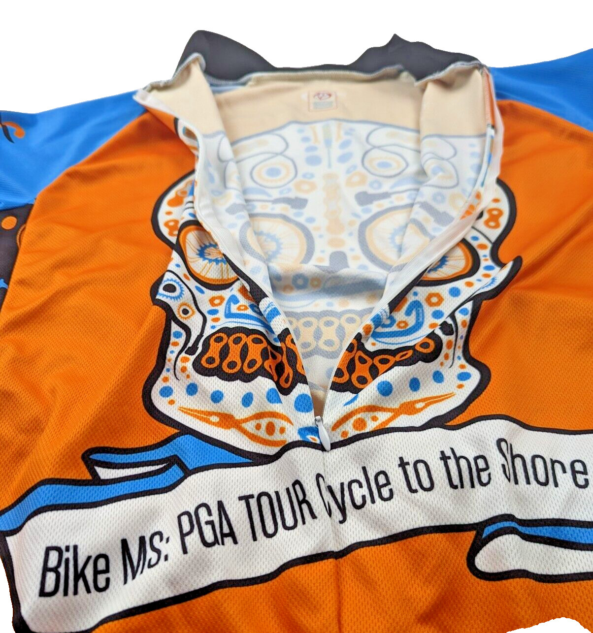 Primal Wear Sugar Skull Cycling Jersey Men L Day of the Dead Full Zip Wicking