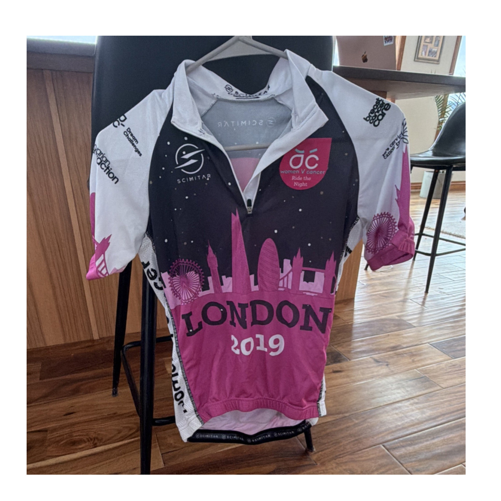 Scimitar Cycling Jersey S Pink Black White Short Sleeve London 2019 Full Zip