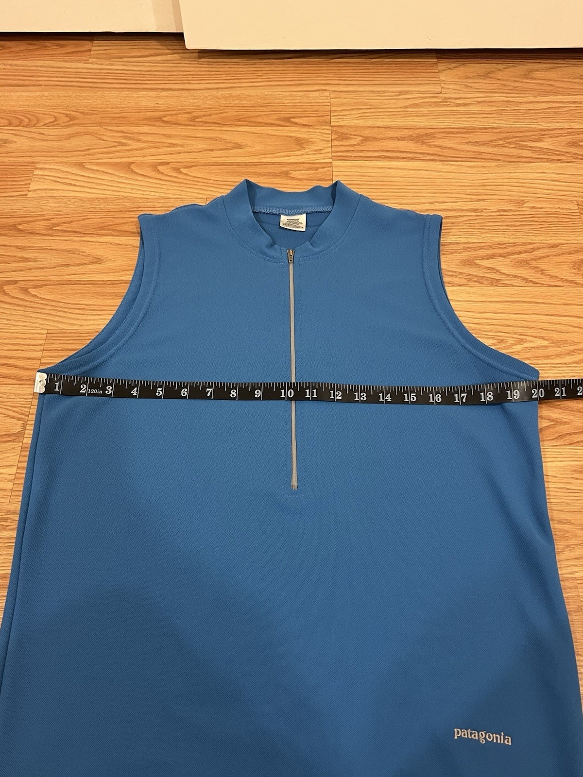 Patagonia Men’s Blue Sleeveless Cycling Jersey Tank M 1/4 Zip Back Pocket