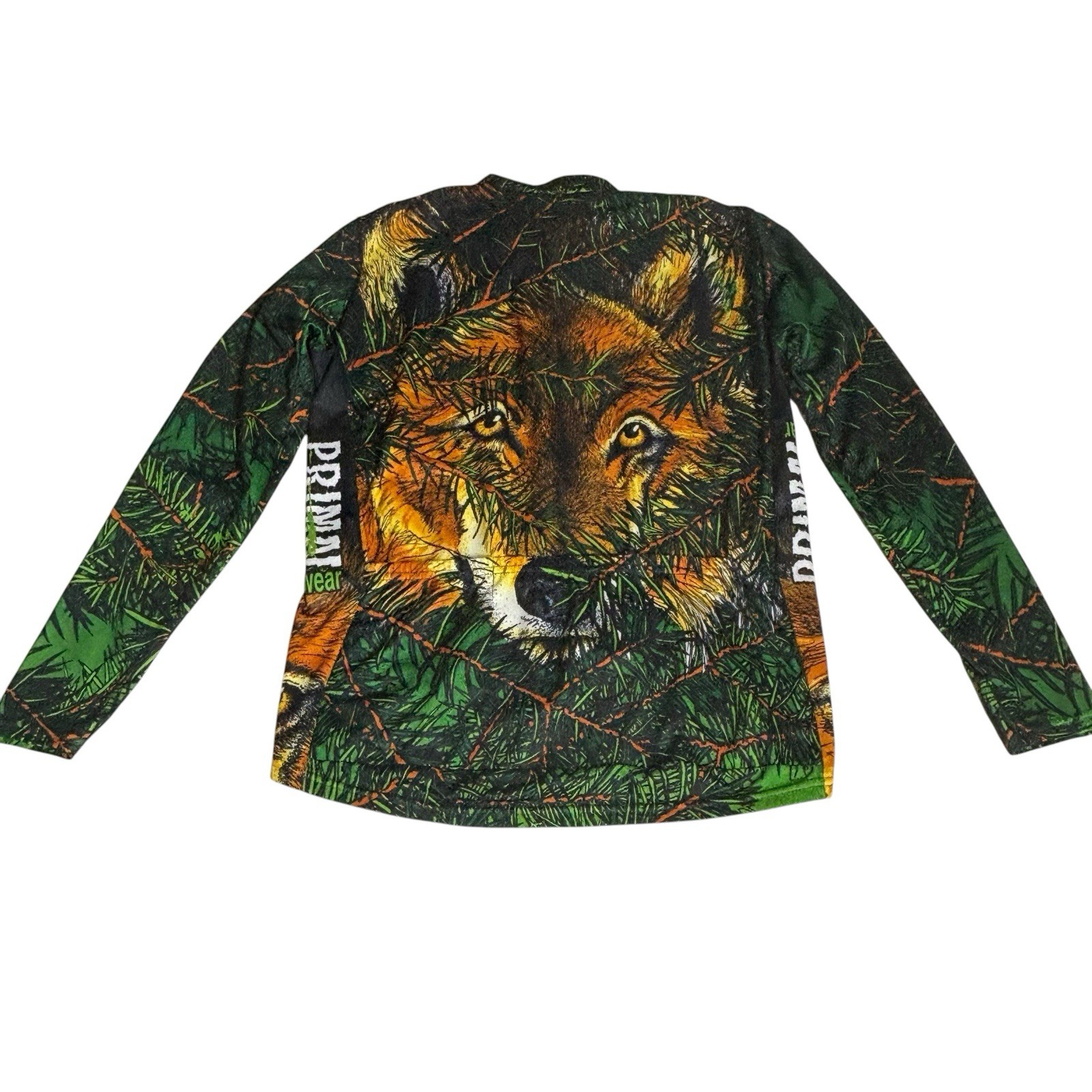 Primal Wear Wolf Print 3/4 Zip Long Sleeve Rear Pockets Cycling Jersey L