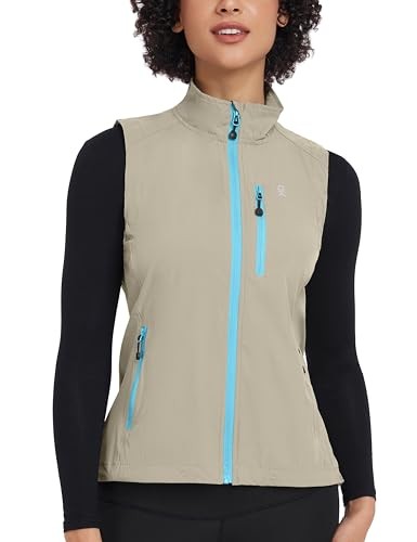 Women’s Lightweight Quick Dry Vest Summer Windproof 3X-Large Light Khaki