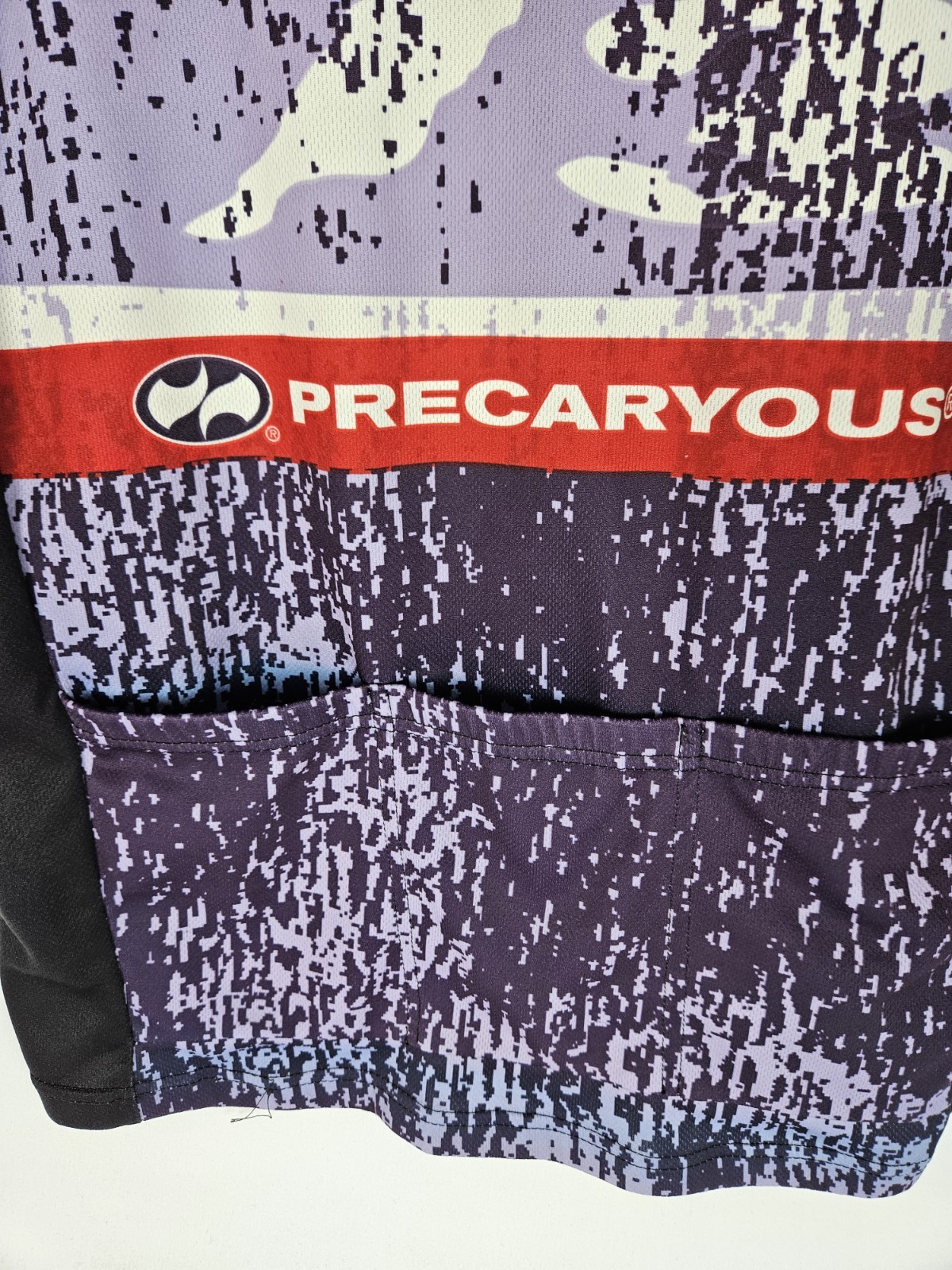 Precaryous Men’s L 42 Inch Chest Cycling Jersey USA Flag Theme Pockets Stretch
