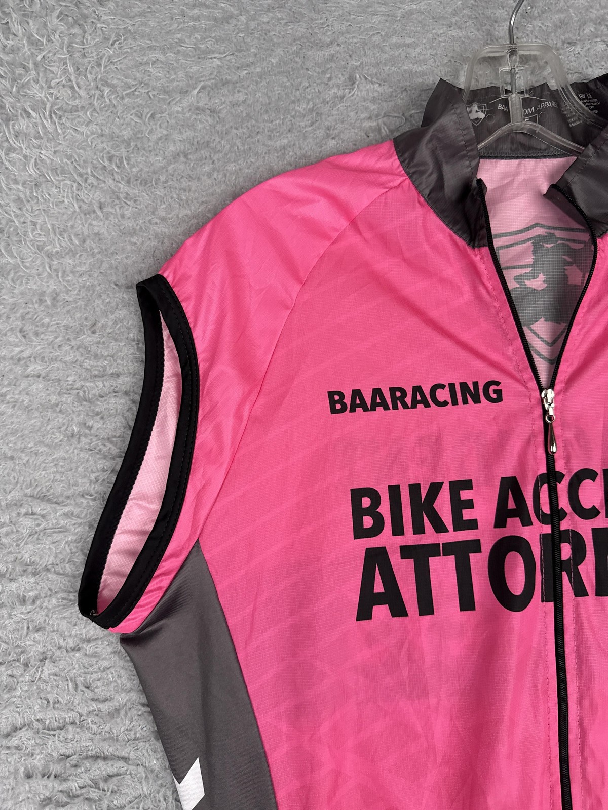 BAA Custom Apparel Cycling Vest Men Small Pink Full Zip Bike Attorneys Windshirt