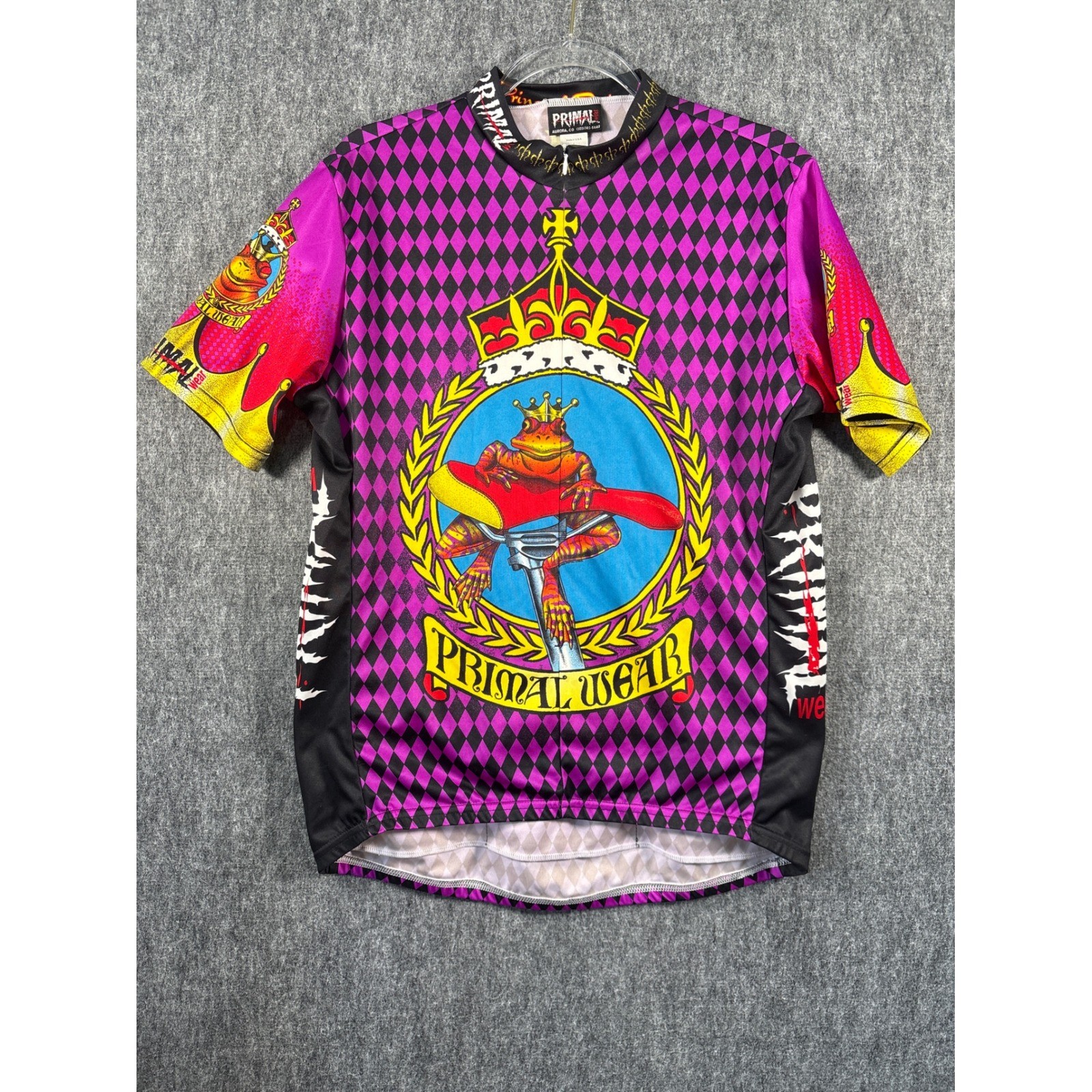 Primal Wear Prince of Toad Cycling Jersey Purple Harlequin Frog Mens XL USA Made