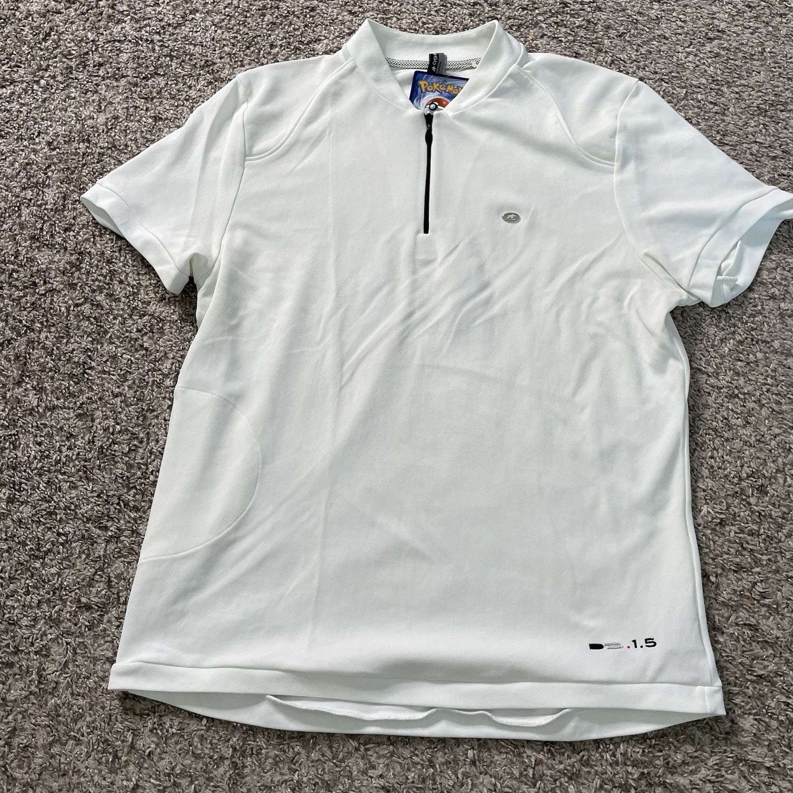 assos Cycling Shirt Mens XL White Quarter Zip Collared EUC Pocket