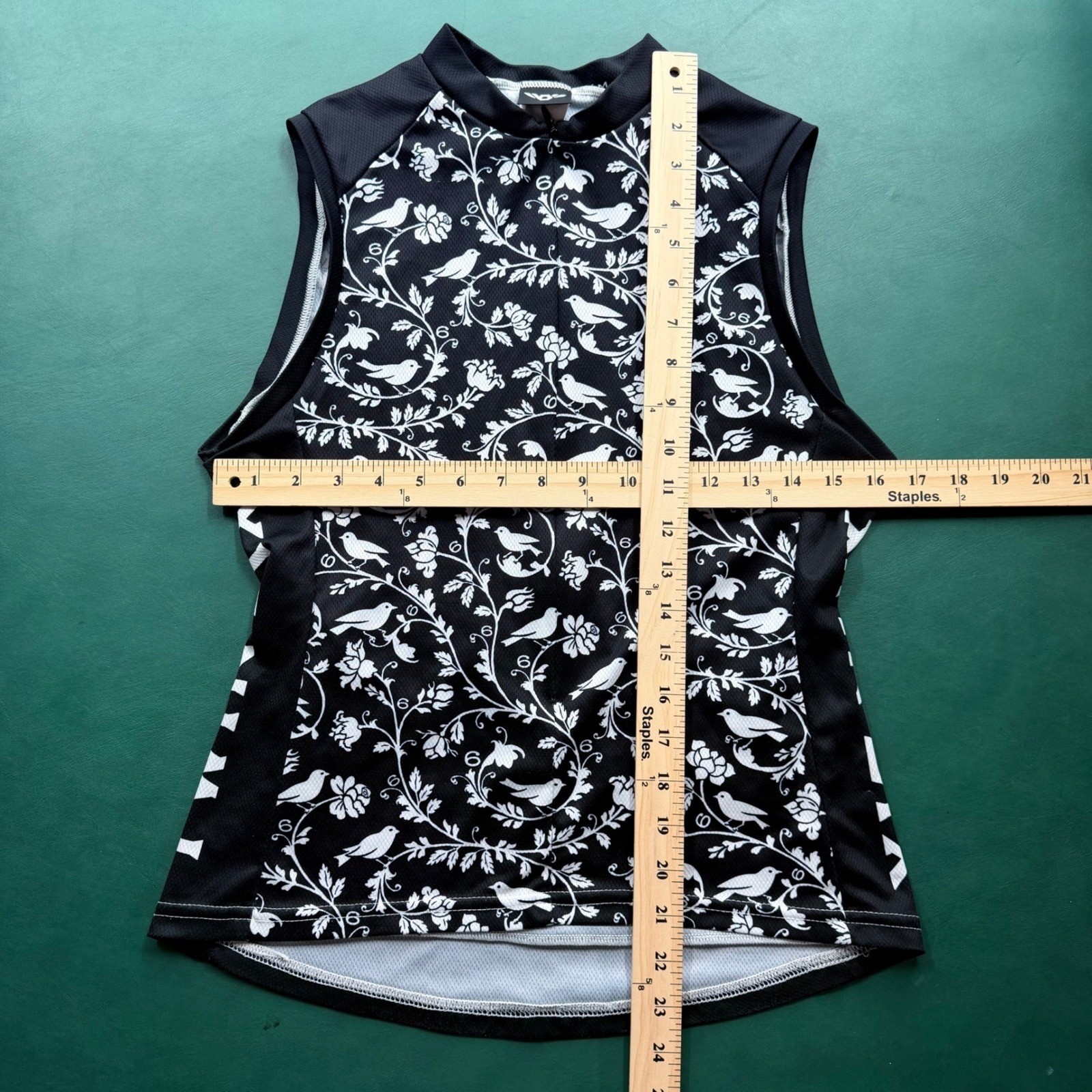 Twin Six The Bird Sleeveless Cycling Jersey Womens Medium Black White Floral Zip