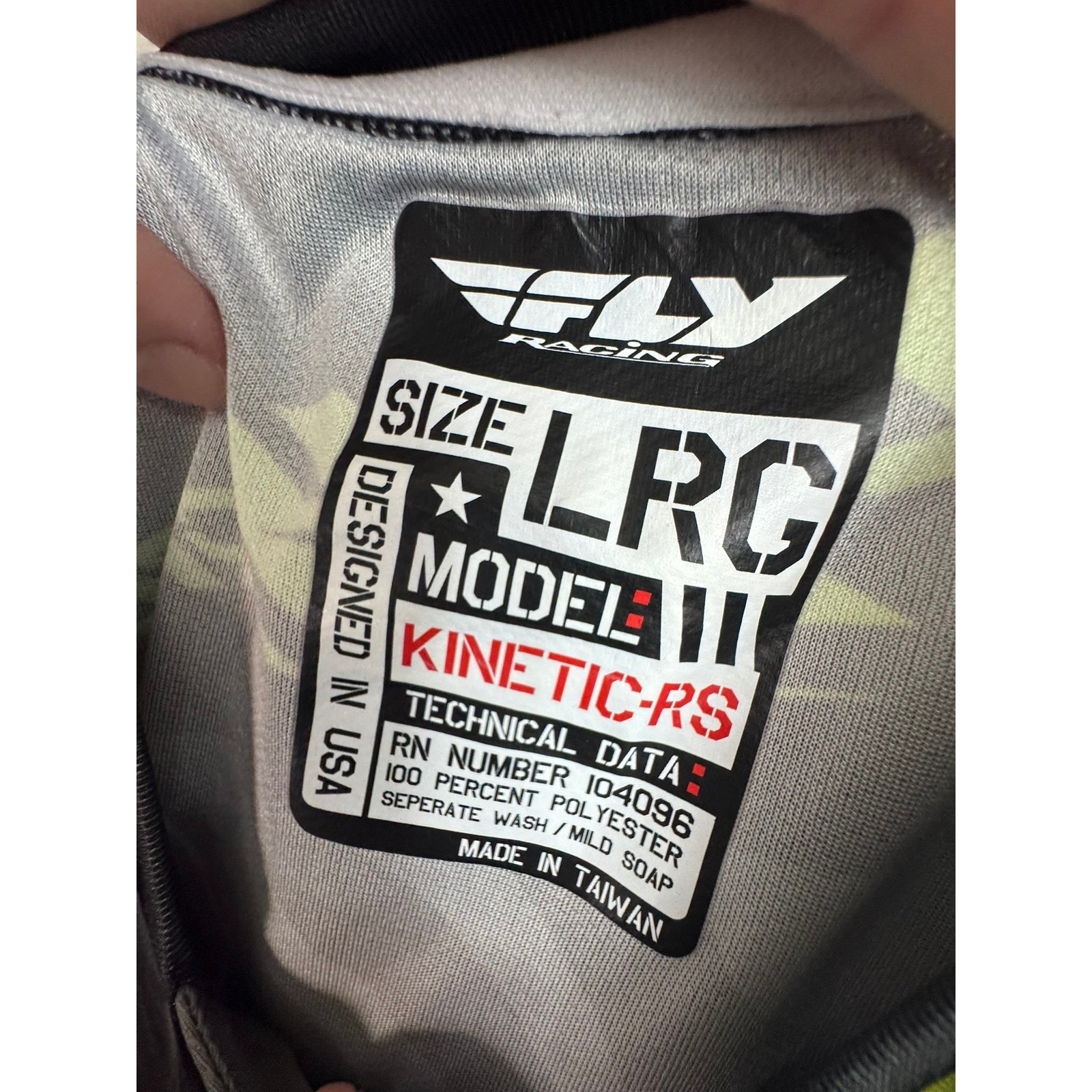 Fly Racing Kinetic Mens Large Long Sleeve Jersey Black Neon Yellow Motocross MX