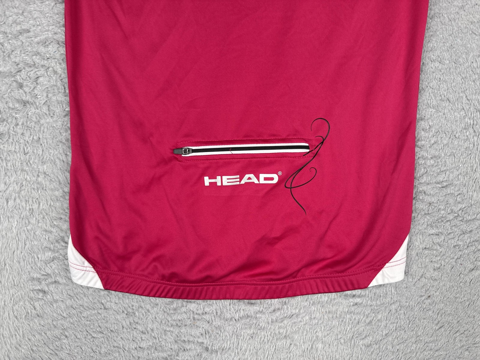 HEAD Cycling Jersey Womens 38 Pink White Short Sleeve Full Zip Pocket Back