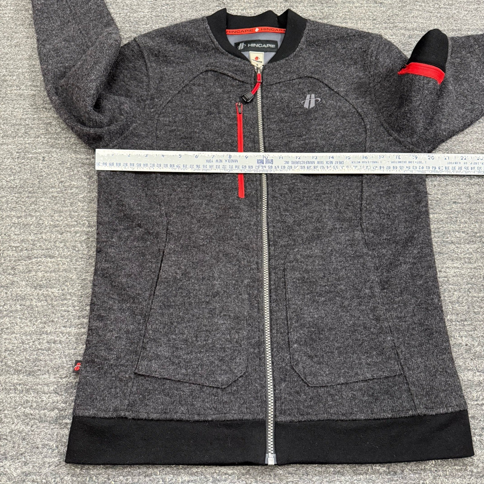 Hincapie Lusso Wool Sweater Men Small Gray Full Zip Merino Bike Commute Jacket