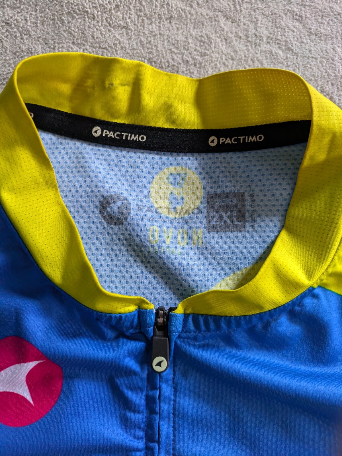 PACTIMO Cycling Jersey Mens 2XL XXL Race Cut Blue Yellow Bicycle