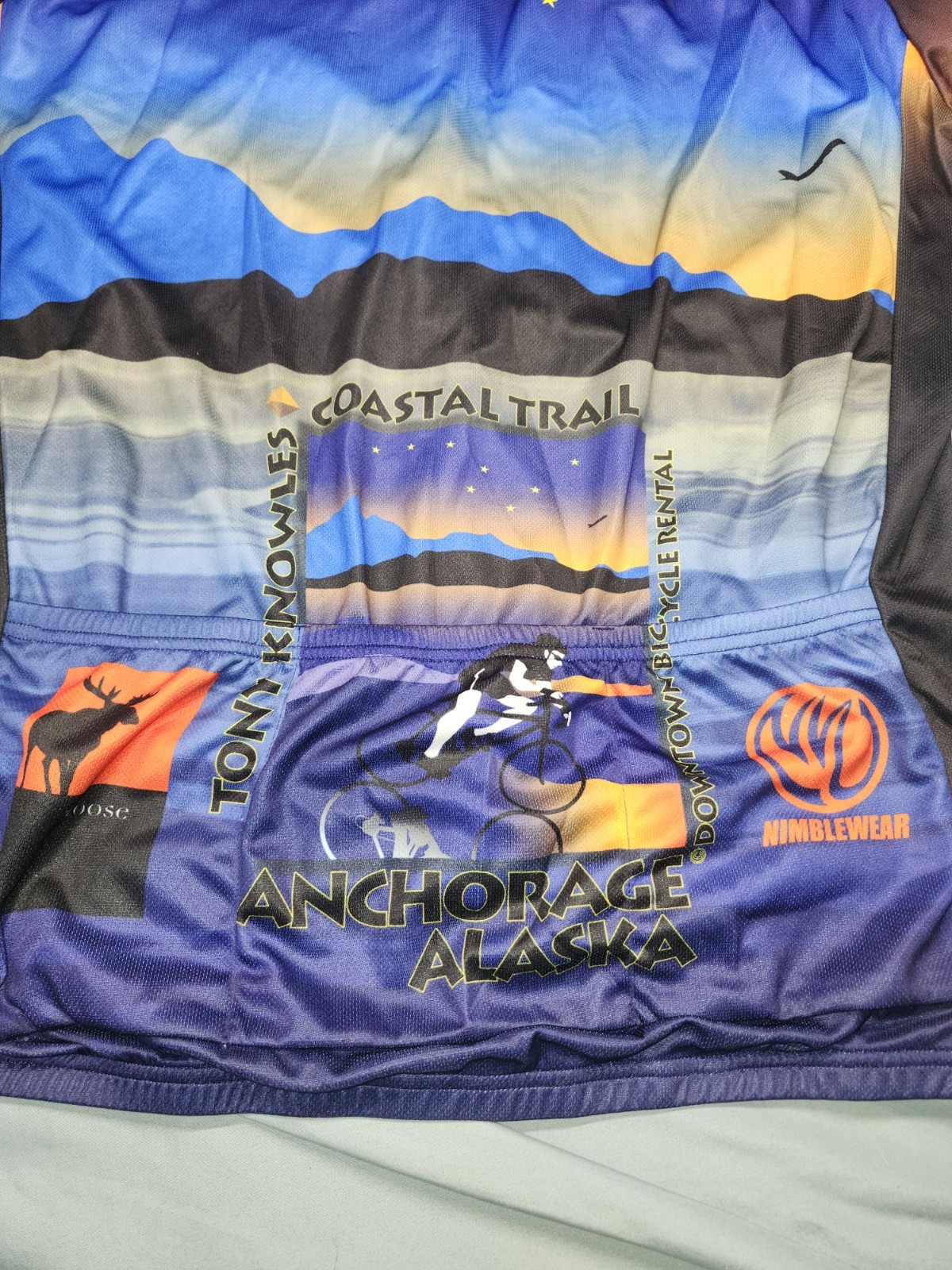 NimbleWear 1/2 Zip Club Cut Cycling Biking Jersey Alaska Eagle Mens Size XXXXL