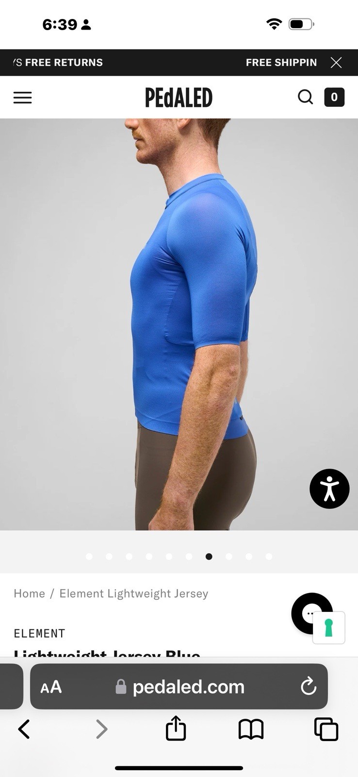 PEdALED Men’s Cycling Jersey Blue Size XXL Element Breathable Slim Reflective