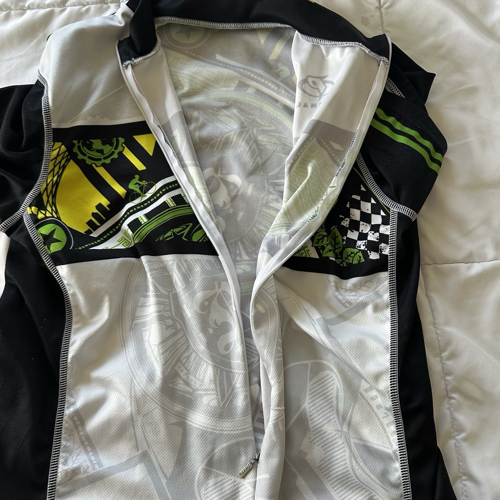 Primal Wear Cycling Jersey S Green Black Sublimated Graphic Zip Bike Y2K