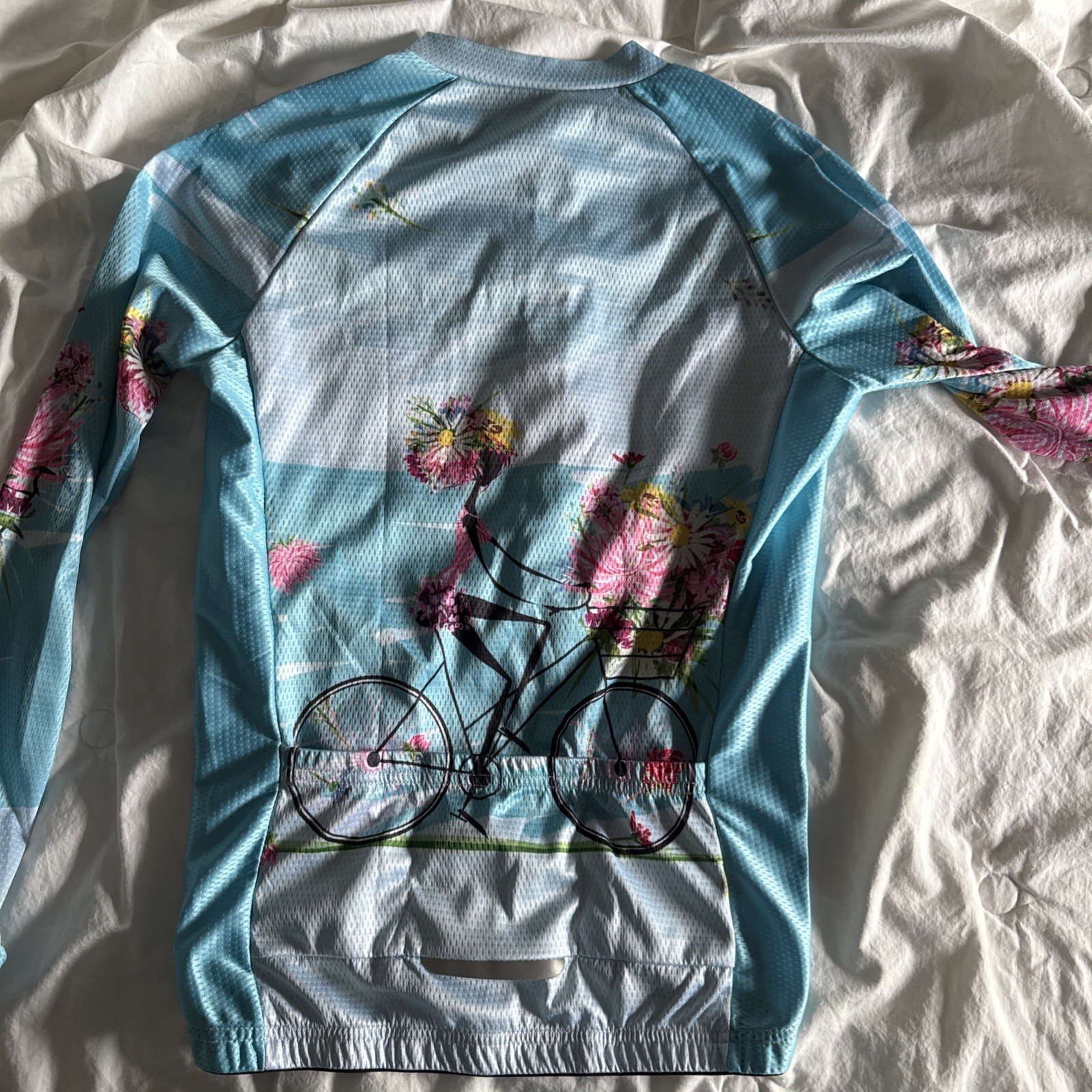 Cycling Jersey Shirt Women’s Small Multicolor Floral Long Sleeve Full Zip