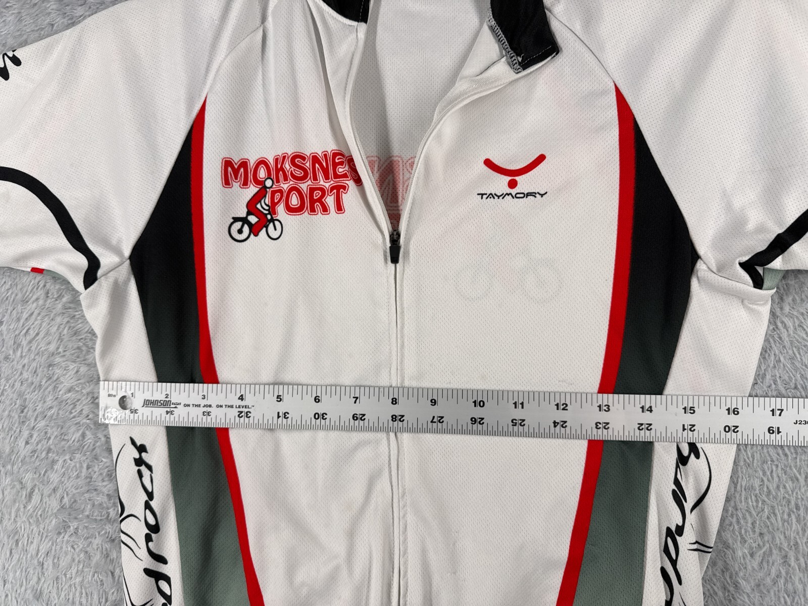 Taymor Cycling Jersey Adult Small White Full Zip Moksnes Sport Polyester