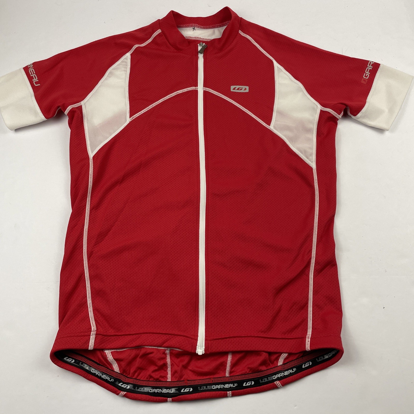 Louis Garneau Cycling Jersey Men’s M Short Sleeve Full Zip Poly Stretch Red