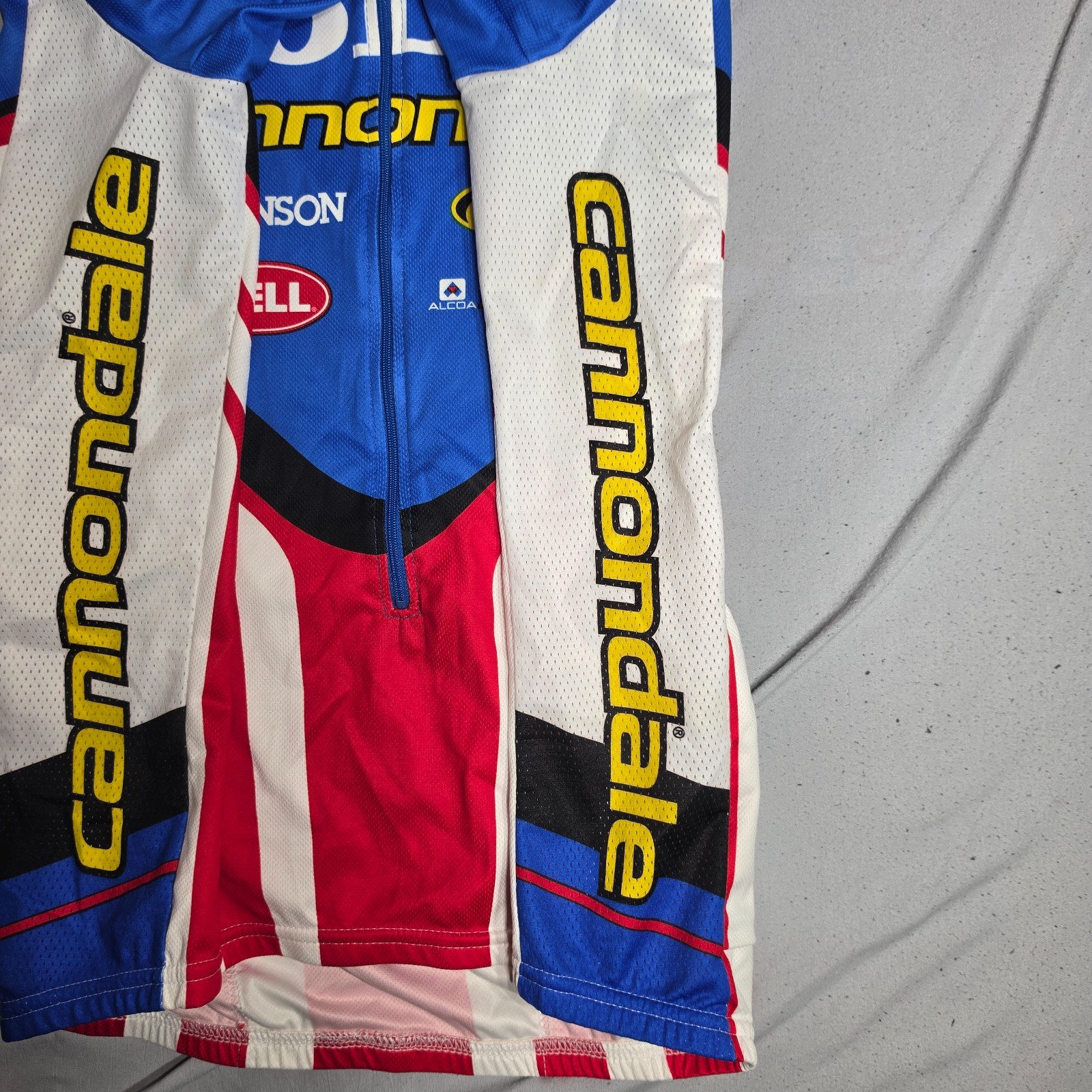 Cannondale Volvo Cycling Jersey Mens Large Full Zip Light Wear Red White Blue