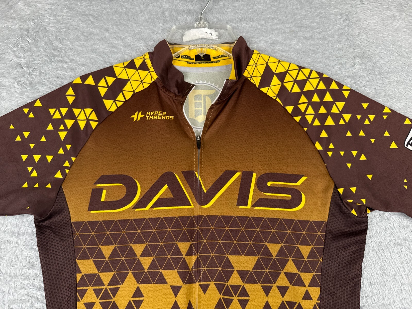 Hyperthreads Cycling Jersey Women Large Brown Yellow Davis Full ZIp Polyester