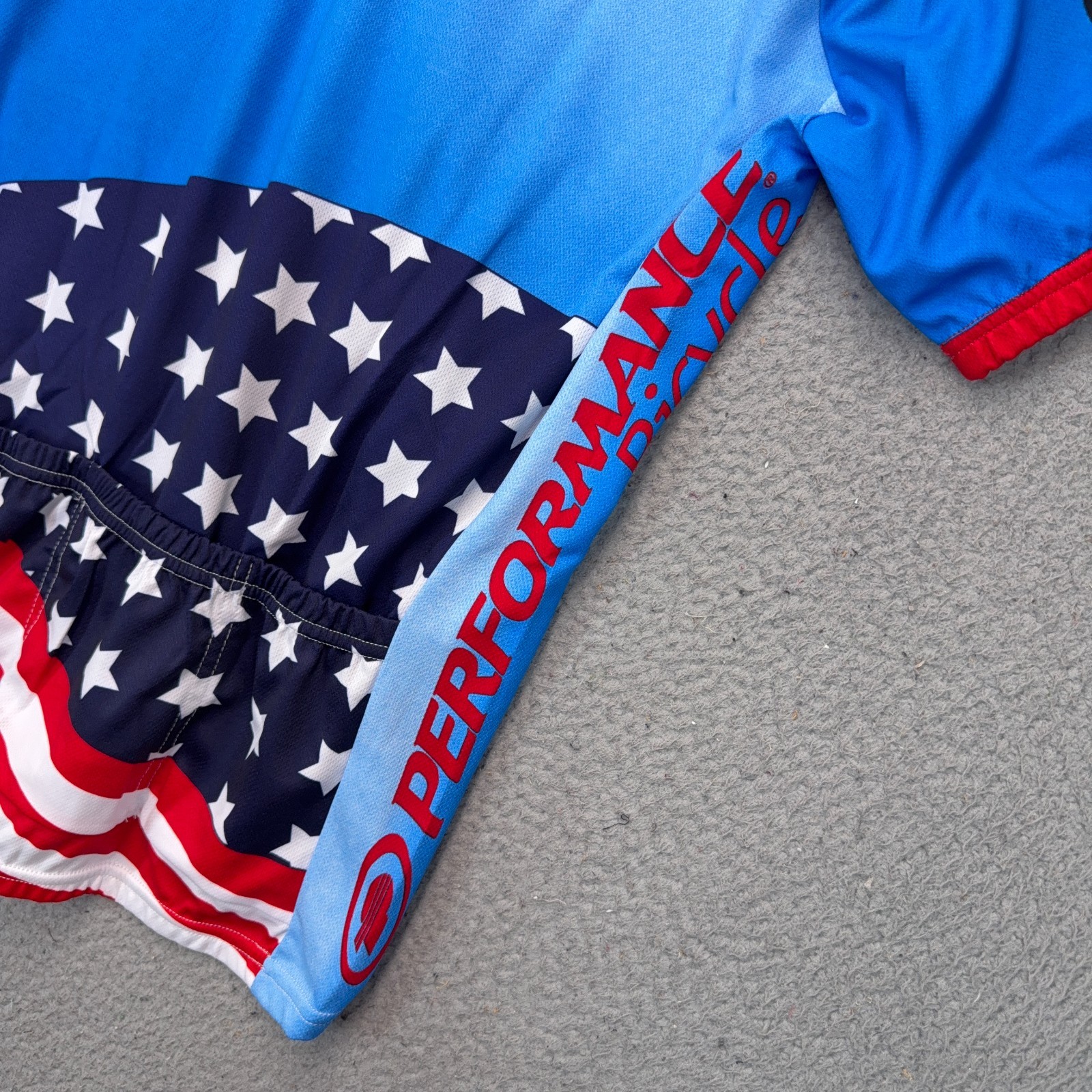 Performance Cycling Jersey Mens Large American Flag Patriotic USA Bicycle Pocket