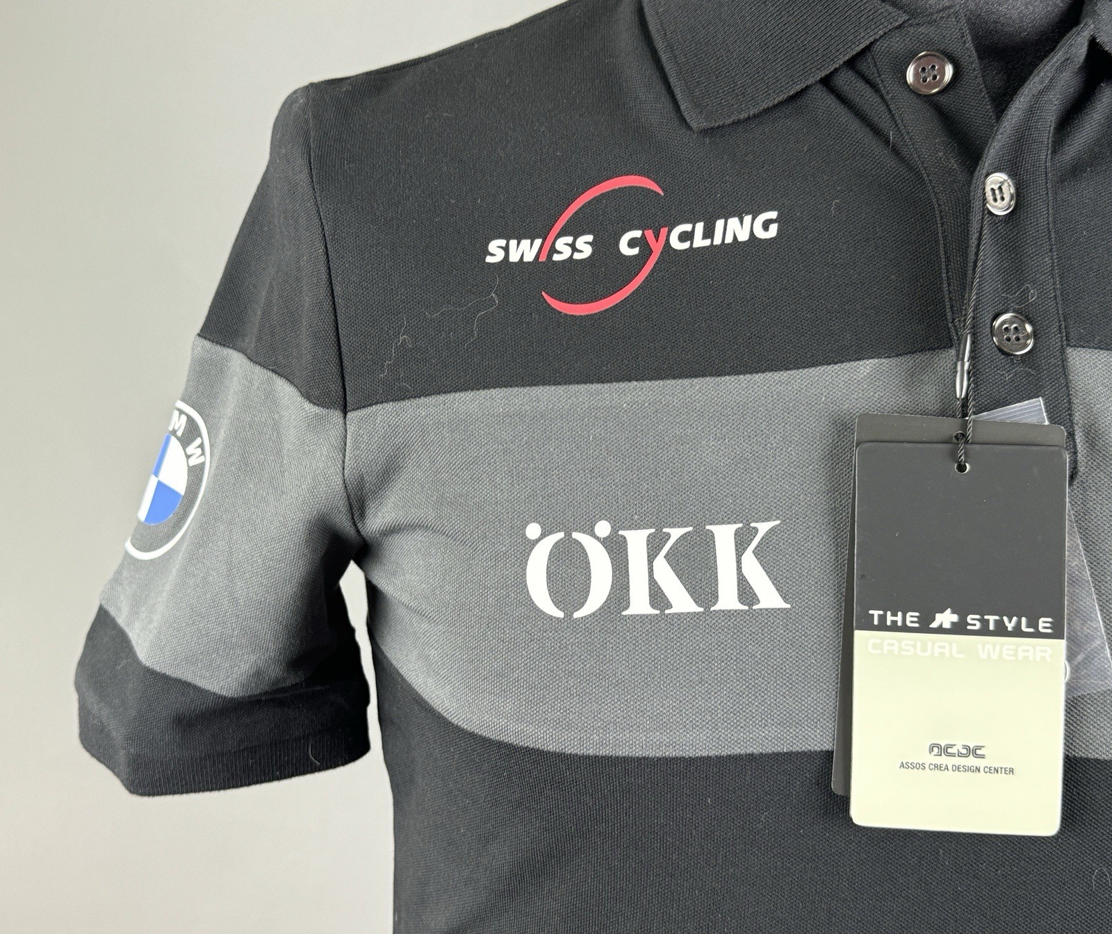 NWT ASSOS SIGNATURE OKK Team BMW Short Sleeve Swiss Cycling Polo Shirt Size S