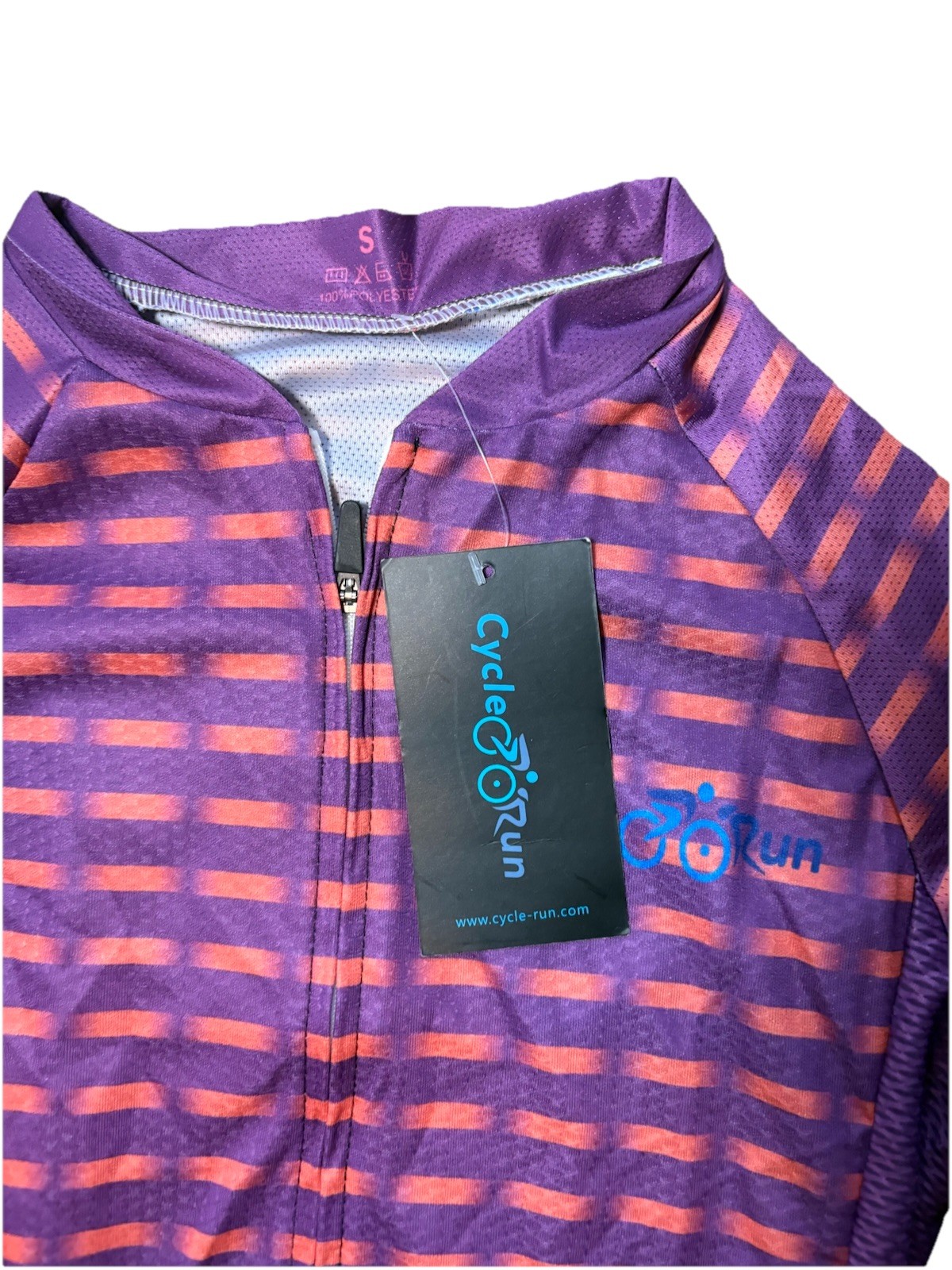 Cycle-Run Purple Orange Full Zip Long Sleeve 100% Polyester Shirt XS New