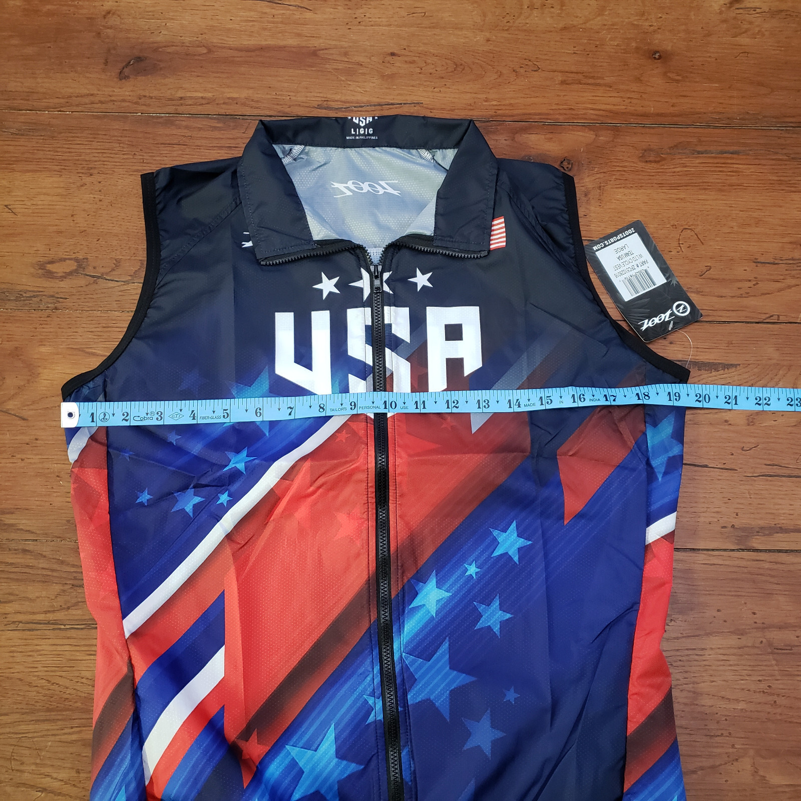 Zoot Womens Medium Ltd Cycle Vest Team USA Windbreaker Gilet Red White Blue M