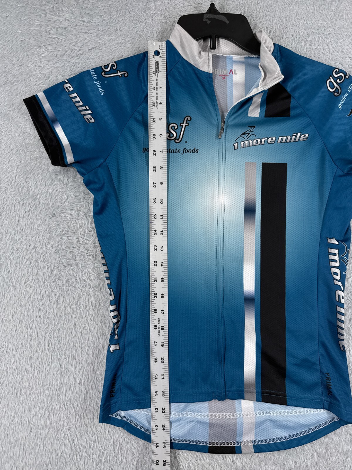 Primal Cycling Jersey Women Medium Blue White Full Zip 100% Polyester Pockets