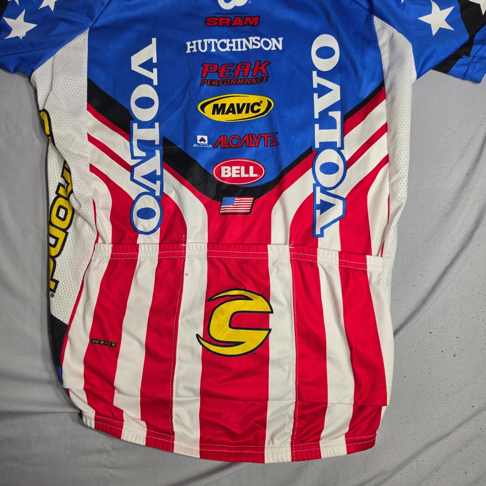 Cannondale Volvo Cycling Jersey Mens Large Full Zip Light Wear Red White Blue
