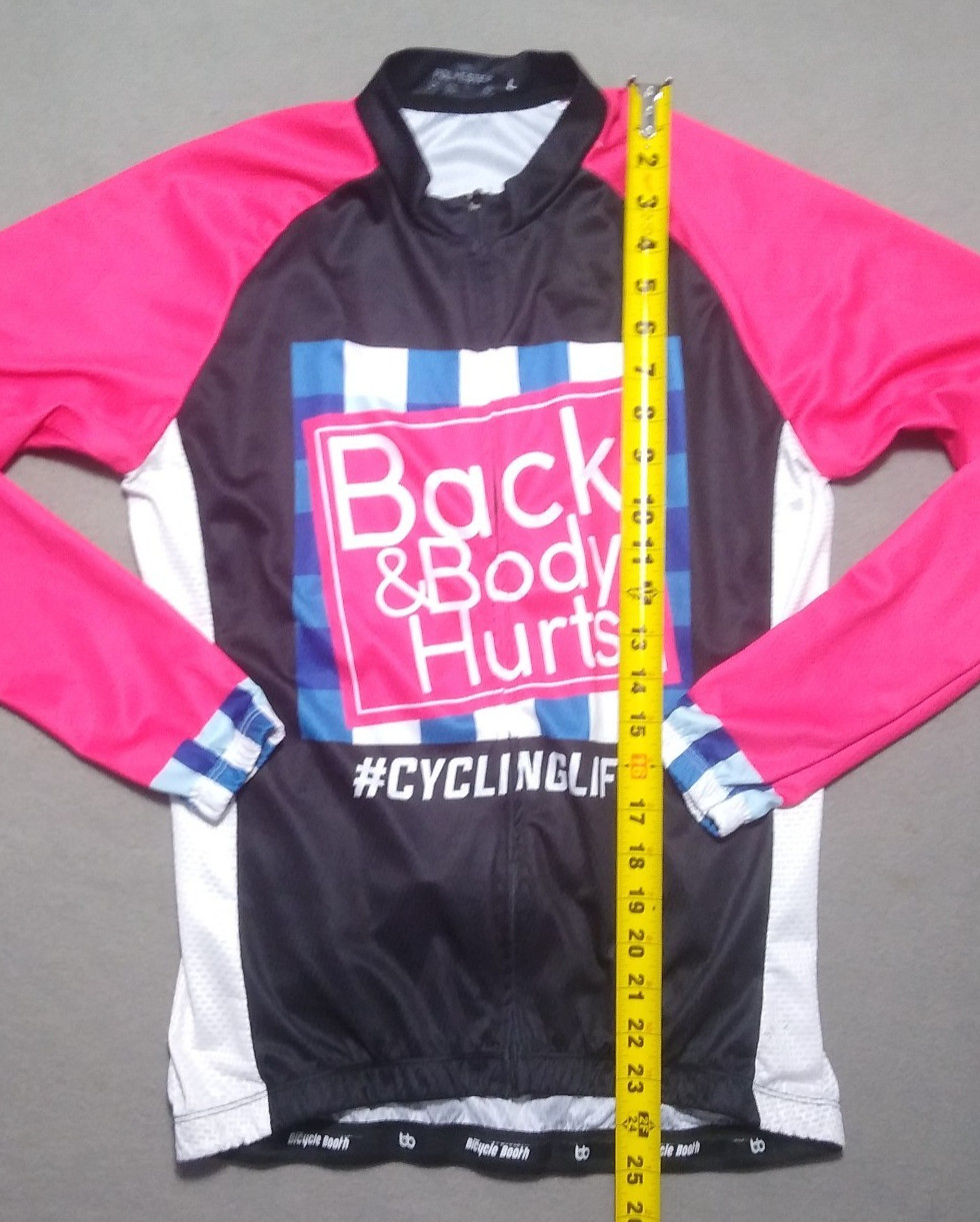 Bicycle Booth Cycling Jersey Shirt Womens Large Full Zip Back and Body