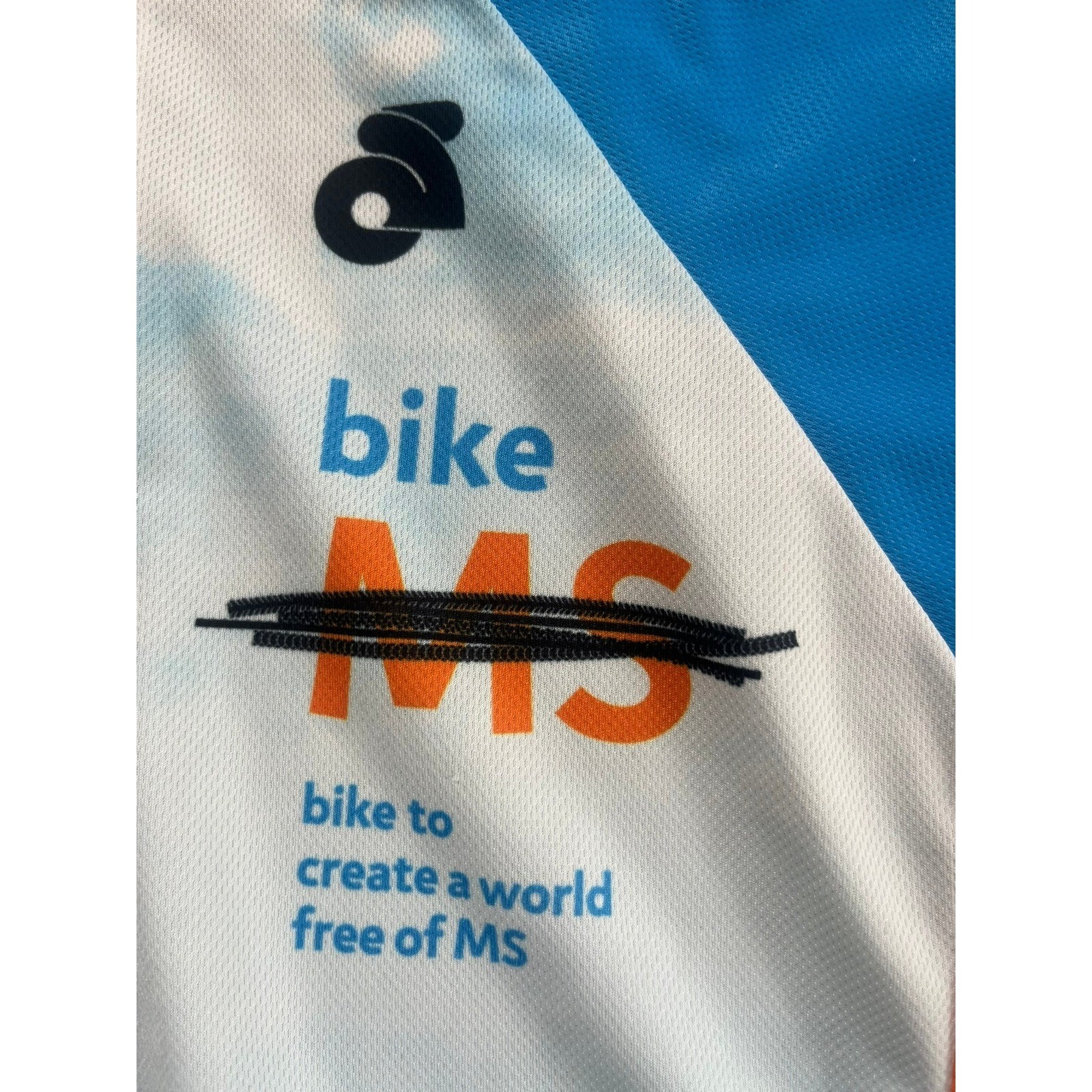 Champion System Bike MS Cycling Jersey Orange Blue Cloud Print Mens Medium