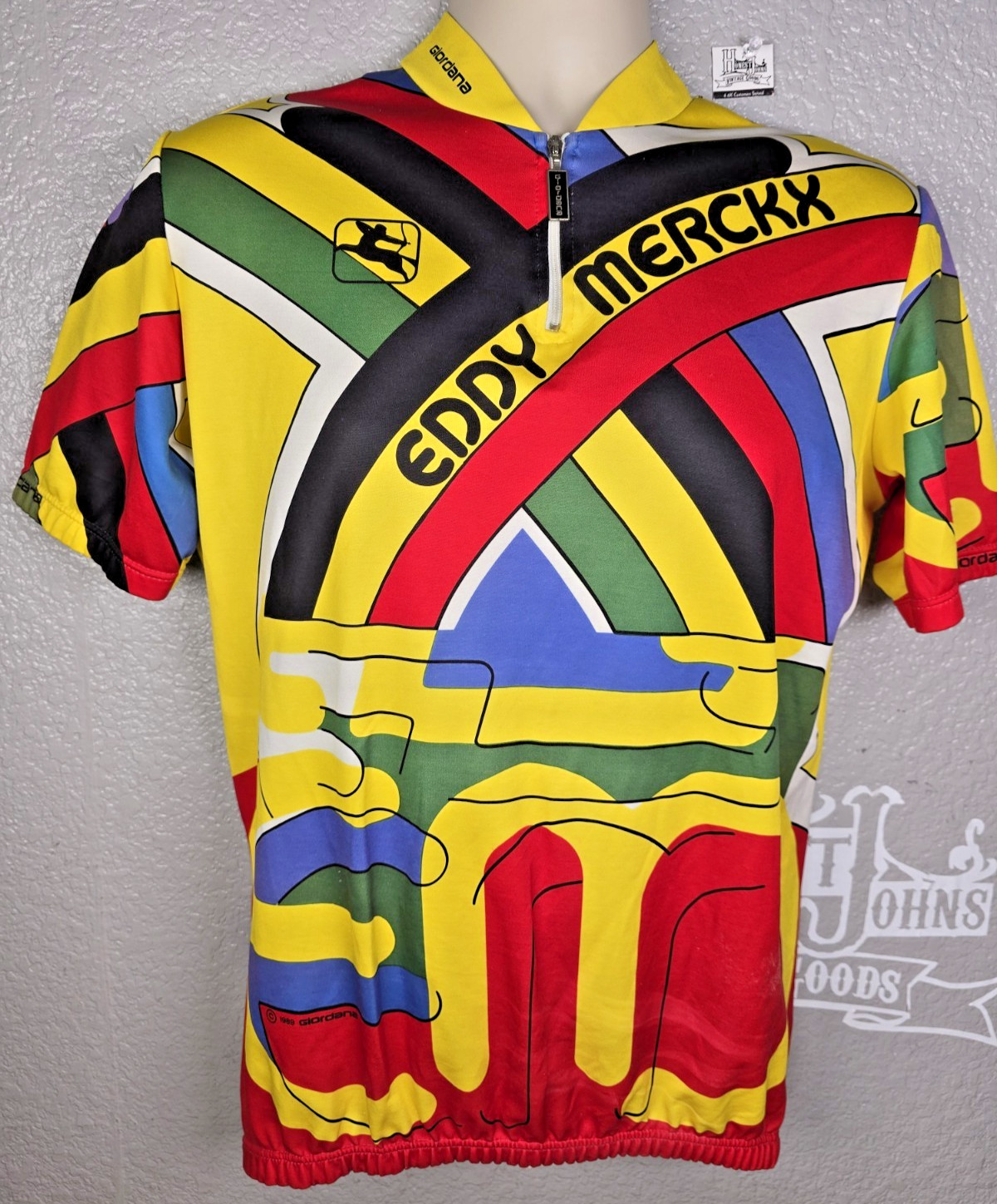 Vintage 1989 Giordana Eddie Merckx Cycling Jersey XL Short Sleeve Back Pocket