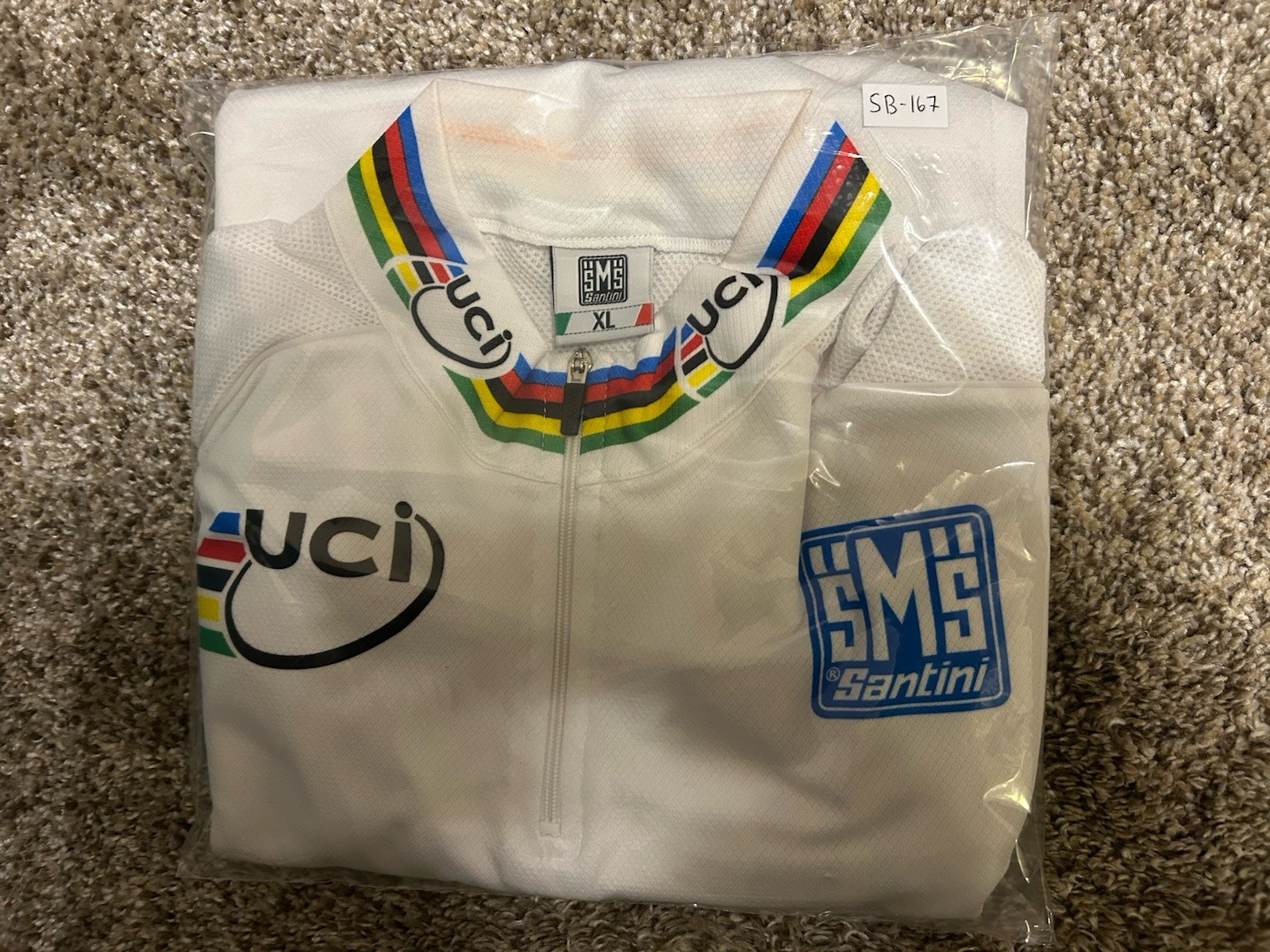 SMS Santini Cycling Jersey Men XL 1/4-Zip UCI World Champion Jersey *Snags*