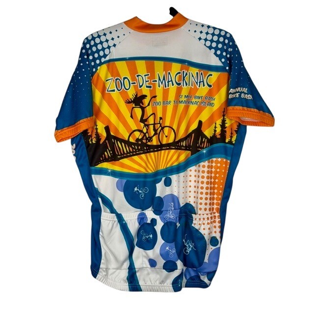 Peak 1 Zoo-De-Mackinac Cycling Jersey Unisex XL Blue Orange 51 Mile Bash NWT