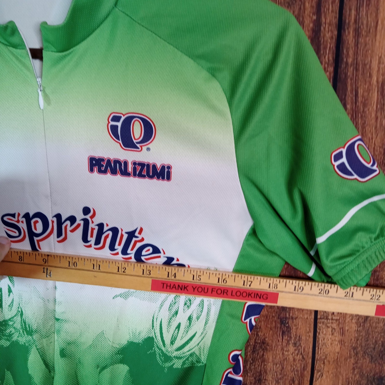 Pearl Izumi Le Sprinter Mens Green White Cycling Jersey Short Sleeve Medium 0669