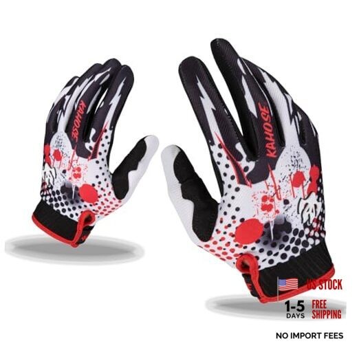 Unisex Dirt Bike Gloves, Full Finge Touchscreen Motorcycle X-Large Black/Red01