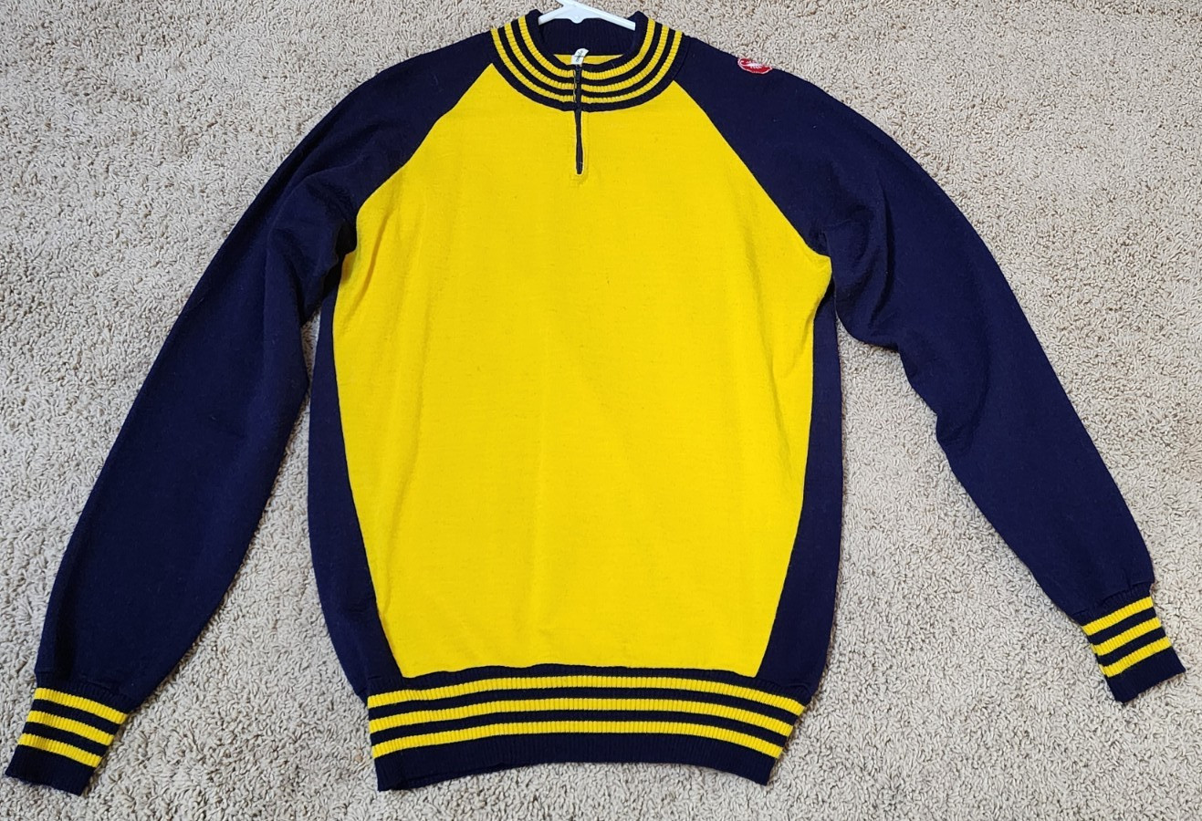 Vintage Castelli Cycling Jersey Wool Blend Long Sleeve Scorpion Yellow Italy