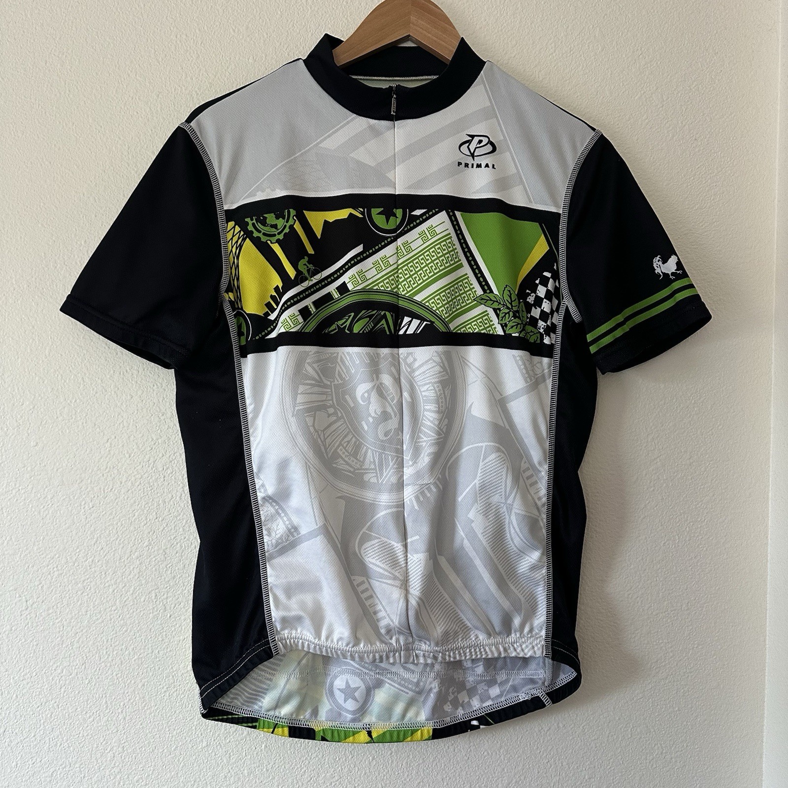 Primal Wear Cycling Jersey S Green Black Sublimated Graphic Zip Bike Y2K