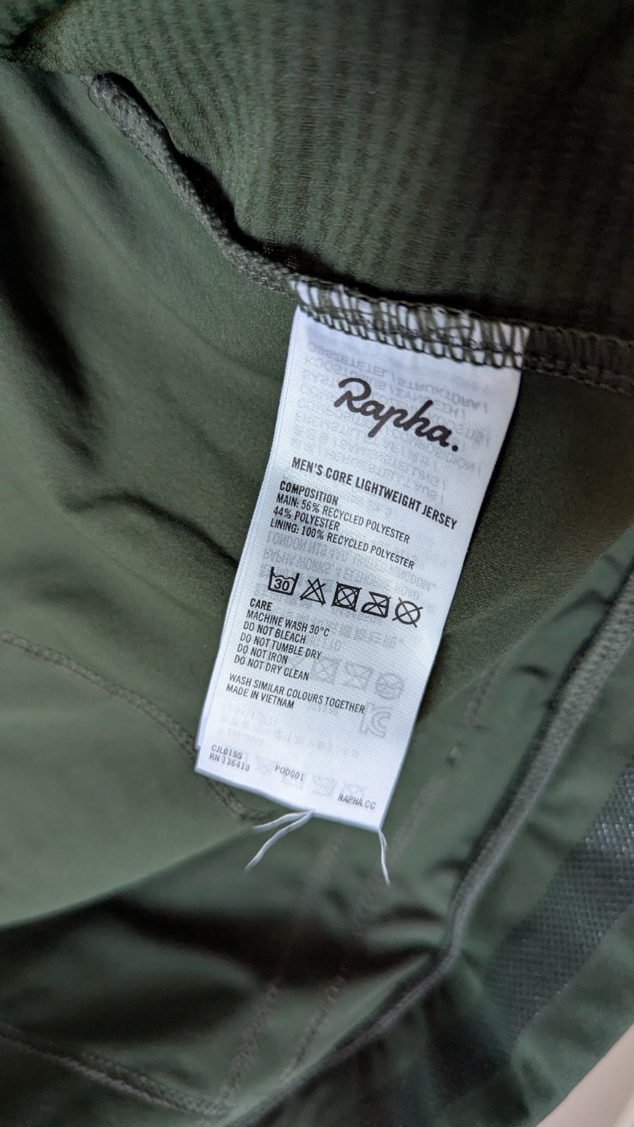 Rapha – Men’s Core Lightweight Jersey – Dark Green/White – Small