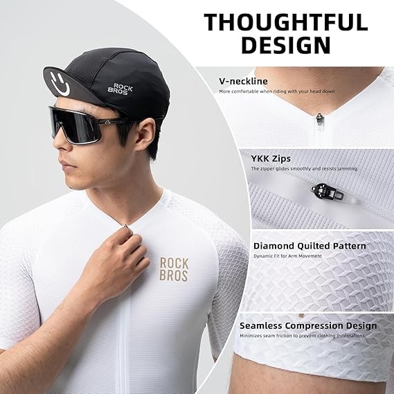 ROCKBROS Men’s Short Sleeves Cycling Jersey Road Bike Shirt w/3Pockets Quick Dry