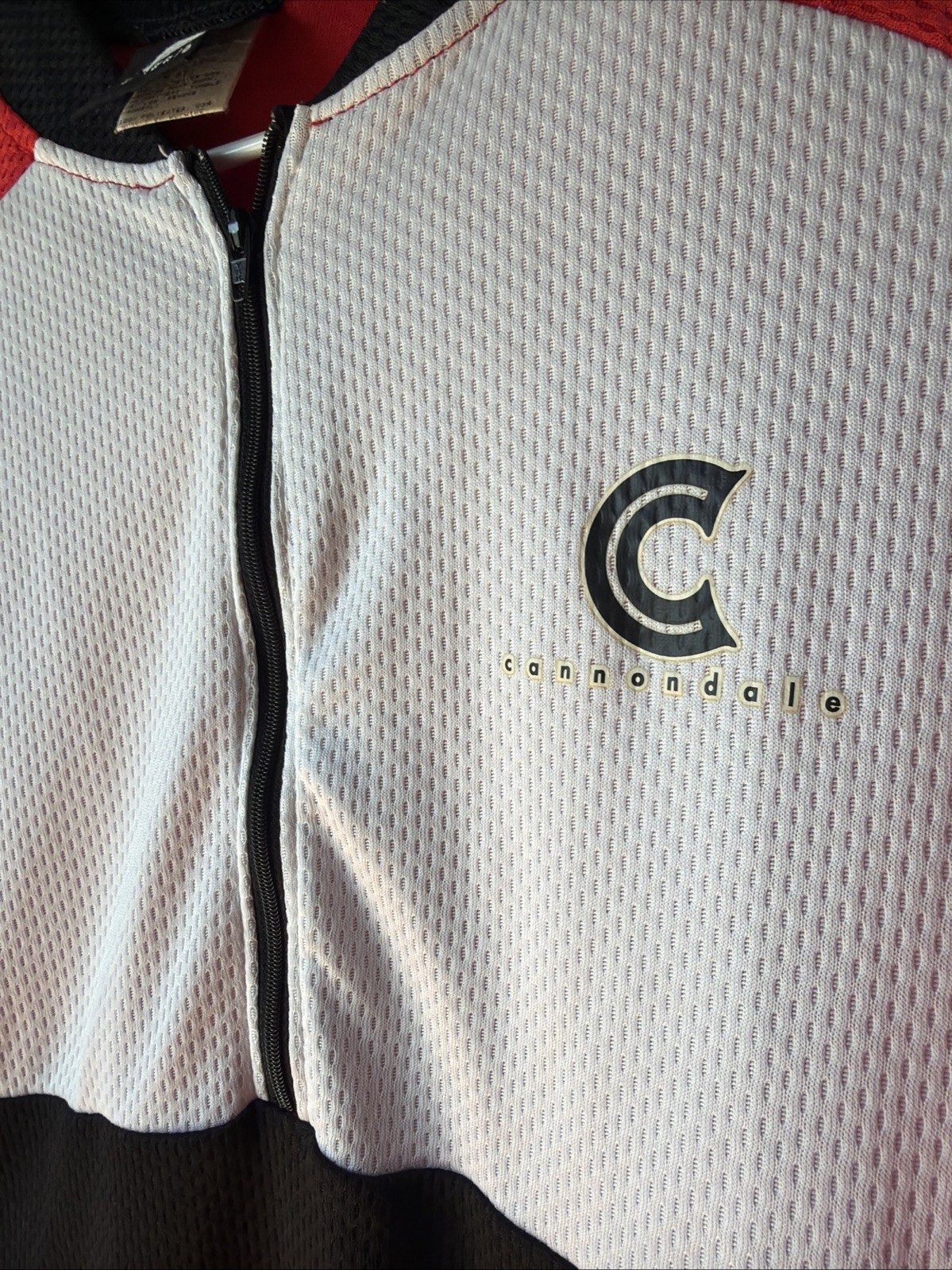 VTG Y2K Cannondale Cycling Jersey 1/2 Zip Pocket Elastic Waist Large Red White