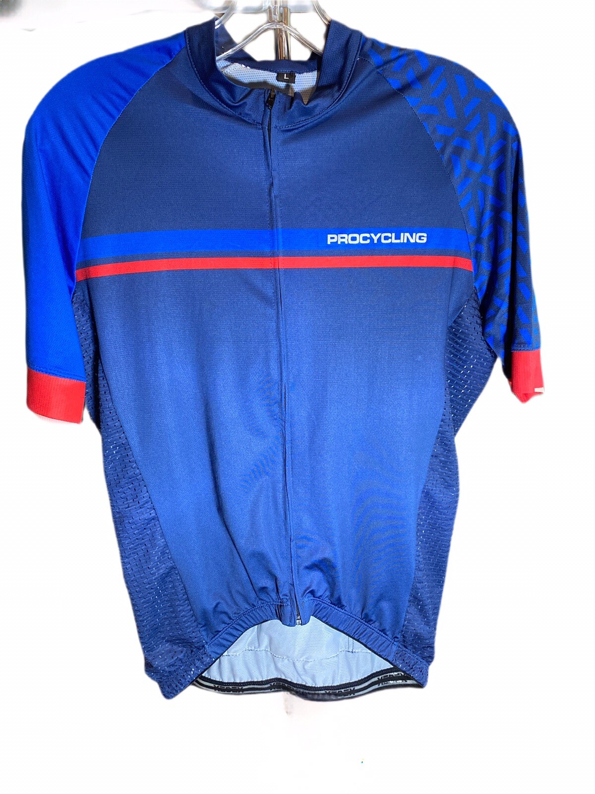 Procycle Cycling Jersey Mens Large Full Zipper Three Rear Pockets Short Sleeves