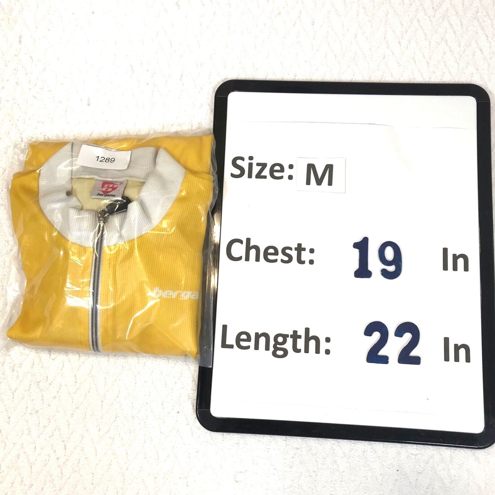 Bergamo MB Cycling Jersey Mens M Yellow Full Zip Pockets Frog Label Made Italy