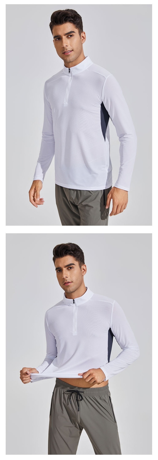 Men’s Stand Collar Fitness Shirt High Elastic Quick Drying Long Sleeve T-shirt