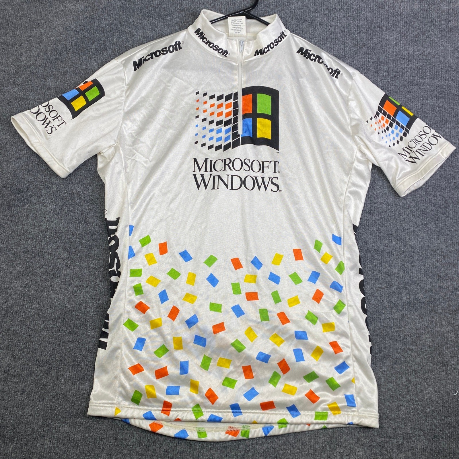 Vintage Microsoft Windows Cycling Jersey Blik Mens Medium White Tech Promo 90s